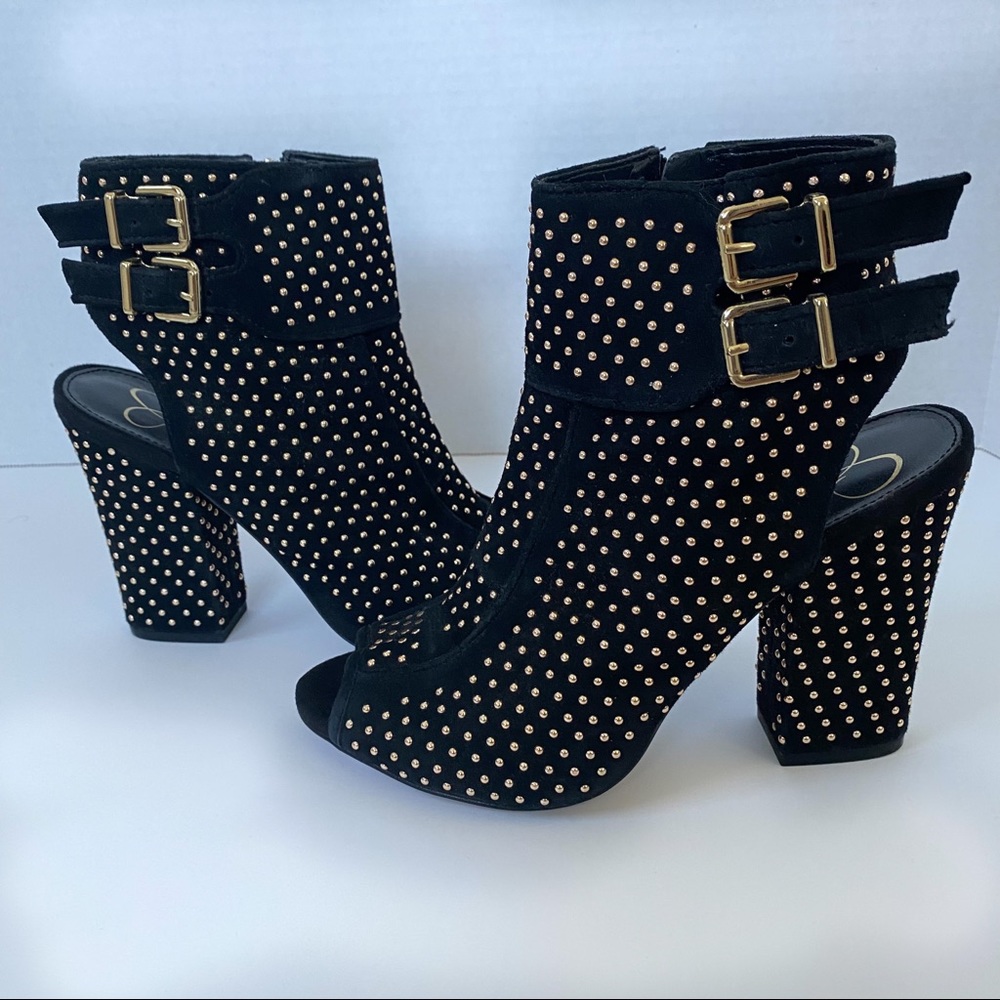 New Jessica Simpson Black Studded Heeled Booties